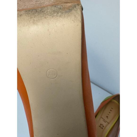 Vero Cuoio Zevio Italian Leather Color Block Yellow Green Orange Pump Shoe Sz 40 - Picture 10 of 11